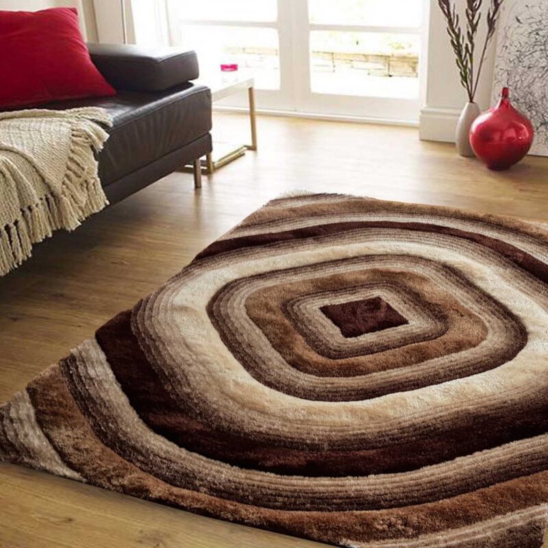 BRAND NEW 3D CUT AREA RUG "ISLAND" ON HEAVY COTTON BASE 2 COLOURS AVAILABLE