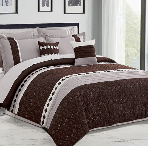 BRAND NEW OVERSIZED 7 piece embroidered  pleated and quilted comforter set #204