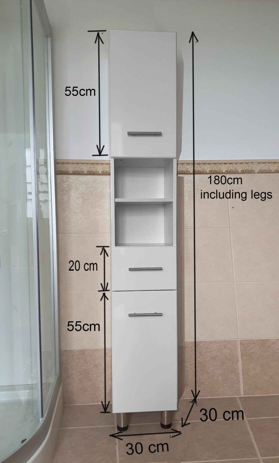 TALL BATHROOM LAUNDRY STORAGE CABINET TOWER CABINET URBAN DELIVERY ONLY