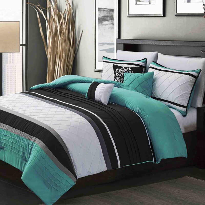 BRAND NEW 7 piece vibrant teal comforter set #05