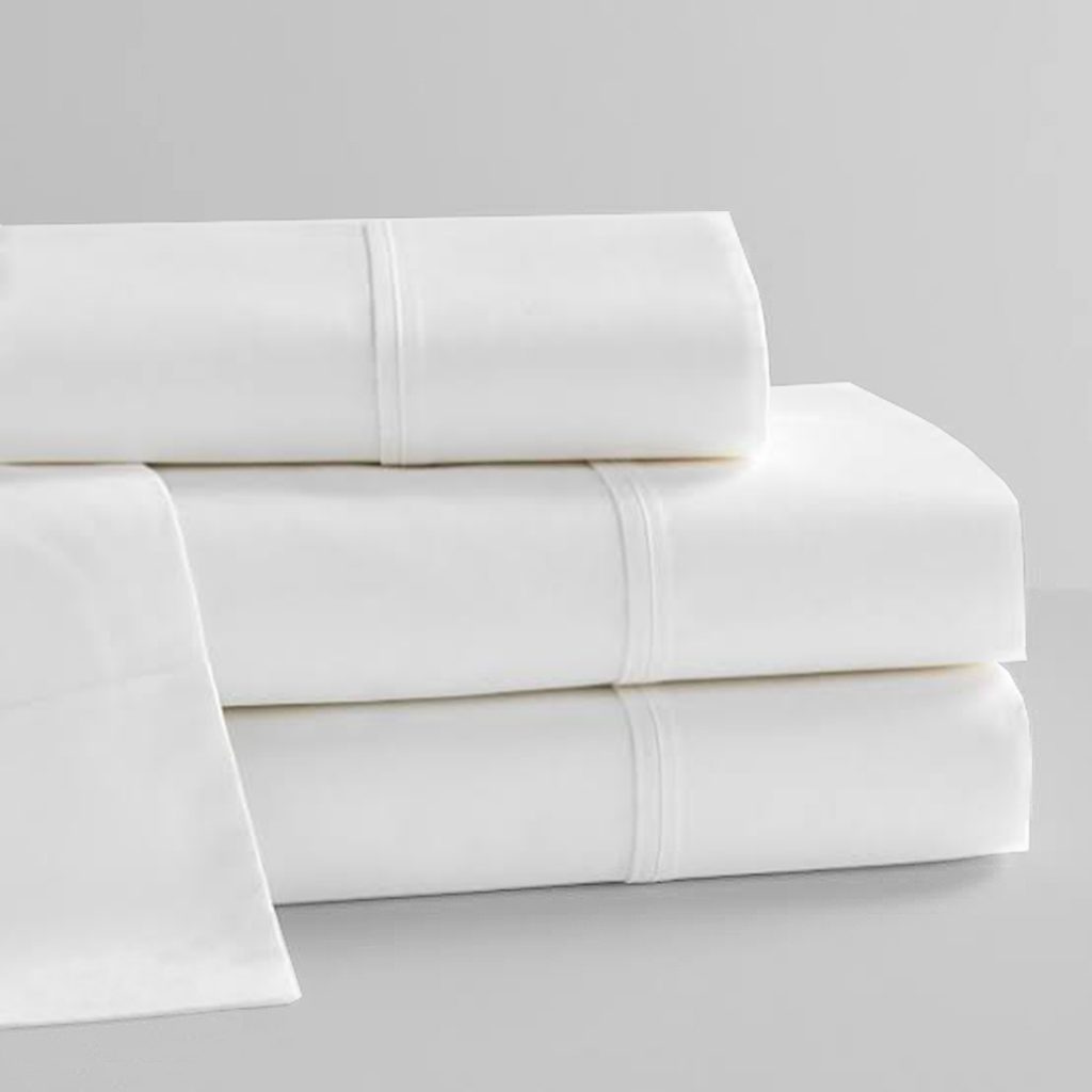 BRAND NEW LUXURY COTTON SATEEN 4 piece  sheet set 1000 TC WHITE