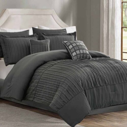 BRAND NEW OVERSIZED 7 piece pleated comforter set #201/6
