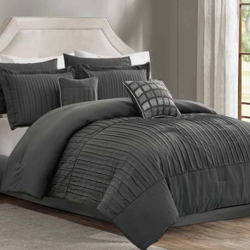 BRAND NEW OVERSIZED 7 piece pleated comforter set #201/6