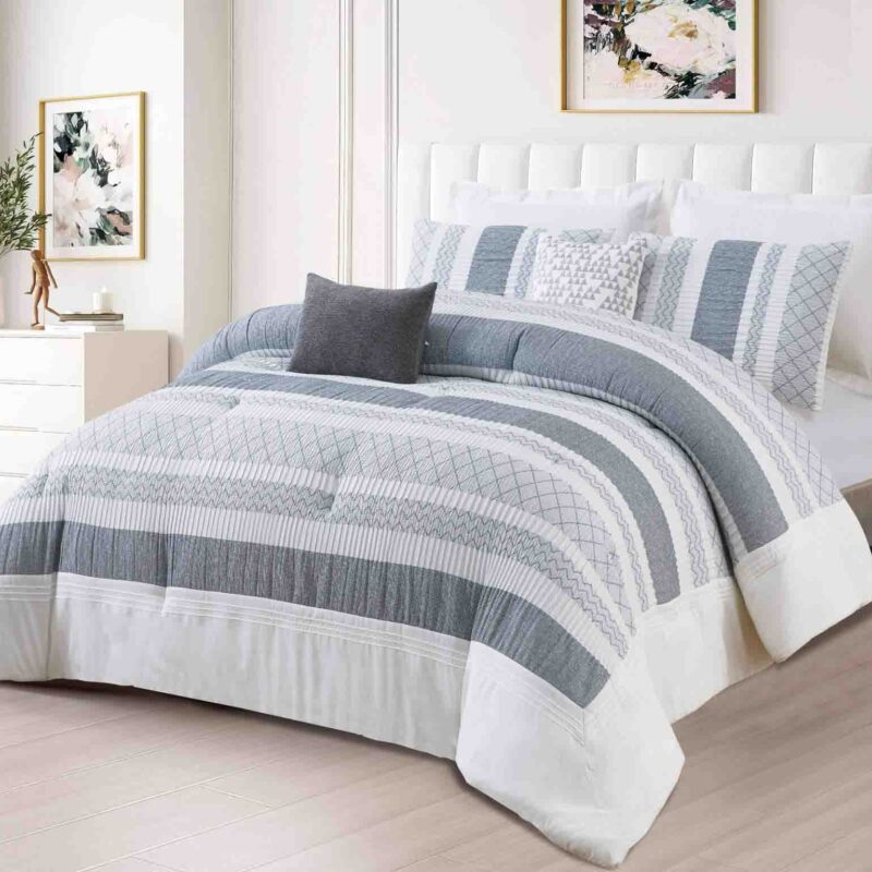 BRAND NEW 7p LIVEINSTYLE OVERSIZED CRIMPED COMFORTER set  #10